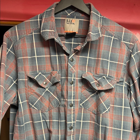 5.11 Tactical Red and Grey Plaid Button Down Shirt - Picture 1 of 8